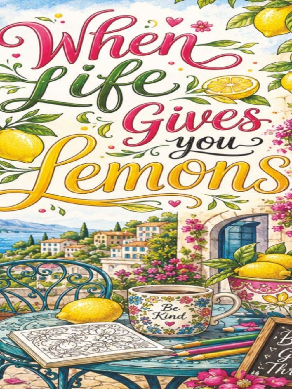 NWT When Life Gives You Lemons Themed Coloring Book